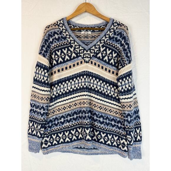 Madewell Navy and Cream Patterned Crew Neck Sweater - Picture 5 of 8